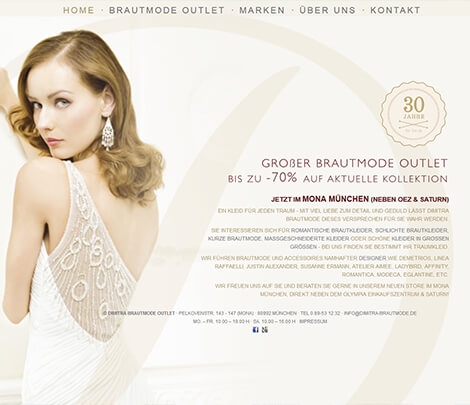 Homepage mit CMS für Brautmode-Boutique