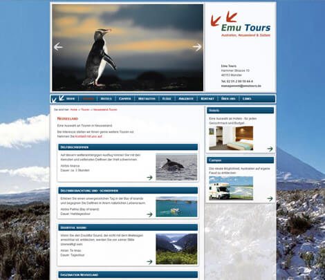 Homepage mit CMS für ein Reisebüro