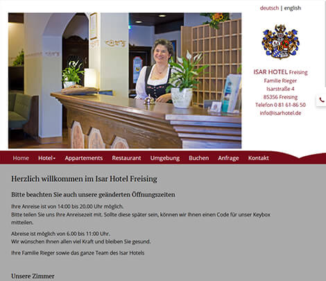 Website mit CMS für Hotel in Freising