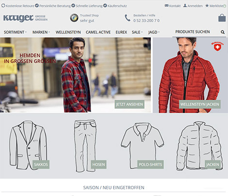 Relaunch Onlineshop für Herrenmode