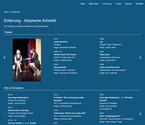 Website für Schauspielerin