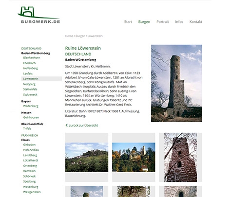 Überarbeitung Website für Burgarchiv