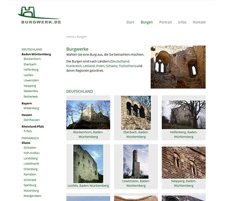 Überarbeitung Website für Burgarchiv